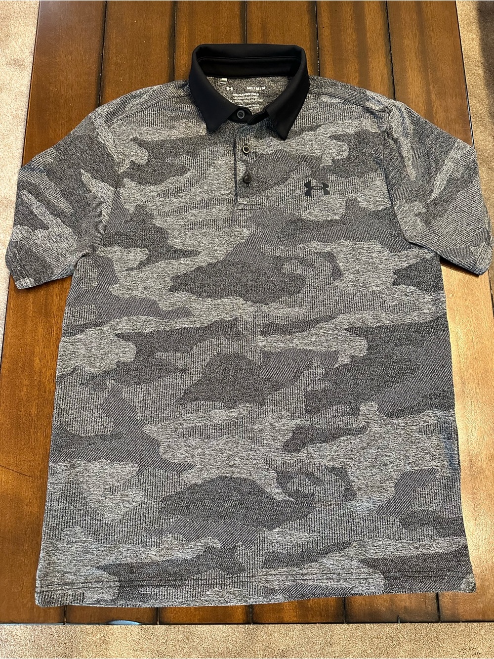 Under Armour Men's Gray Camo Polo with Black Collar
